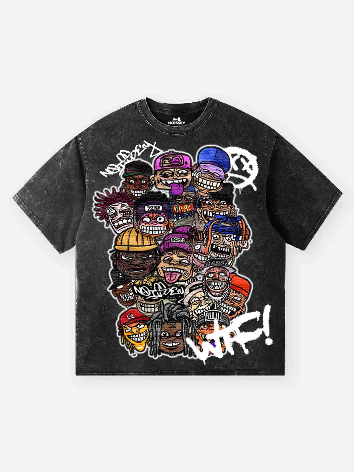 NOISSEY "Street Faces" Graffiti Head Collage Premium Washed Oversized T-Shirt