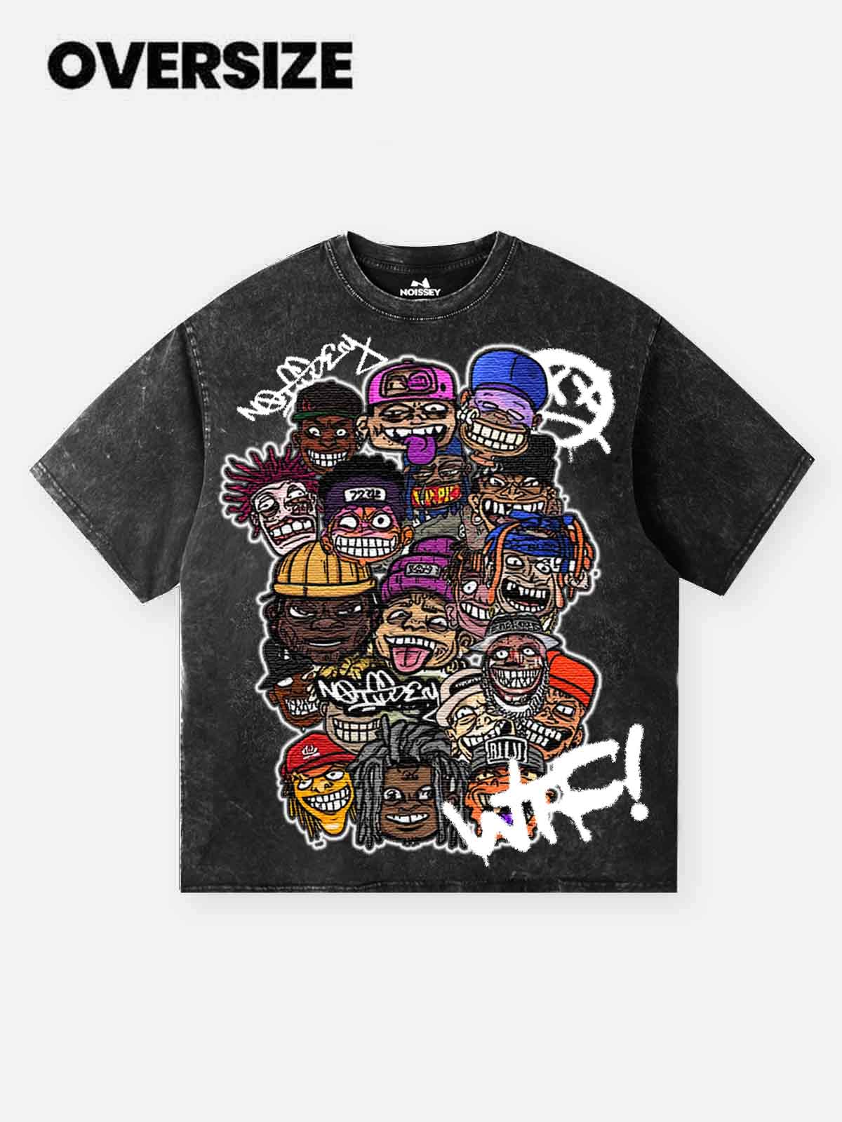 NOISSEY "Street Faces" Graffiti Head Collage Premium Washed Oversized T-Shirt
