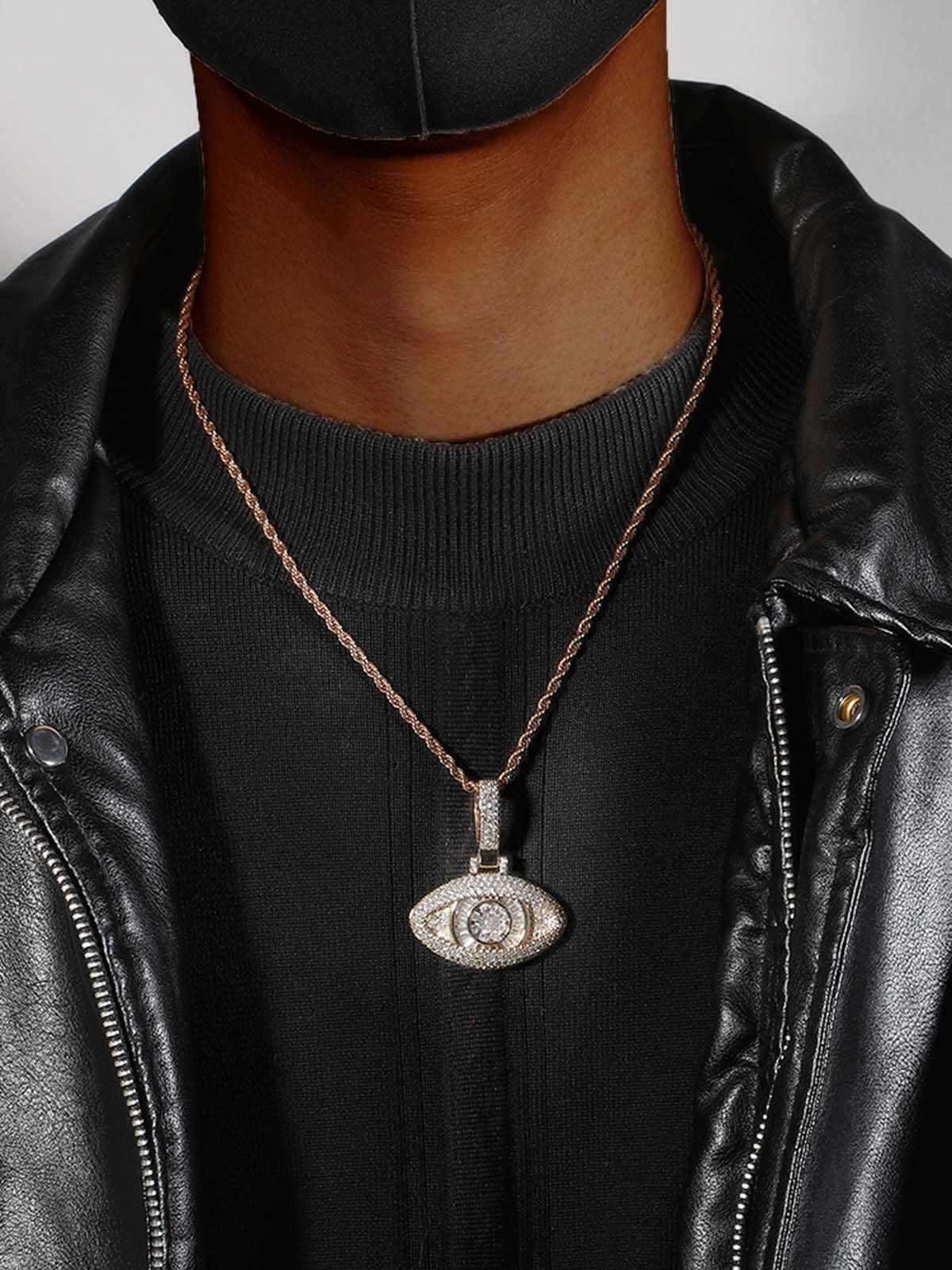 Cool copper set zircon eye pendant necklace