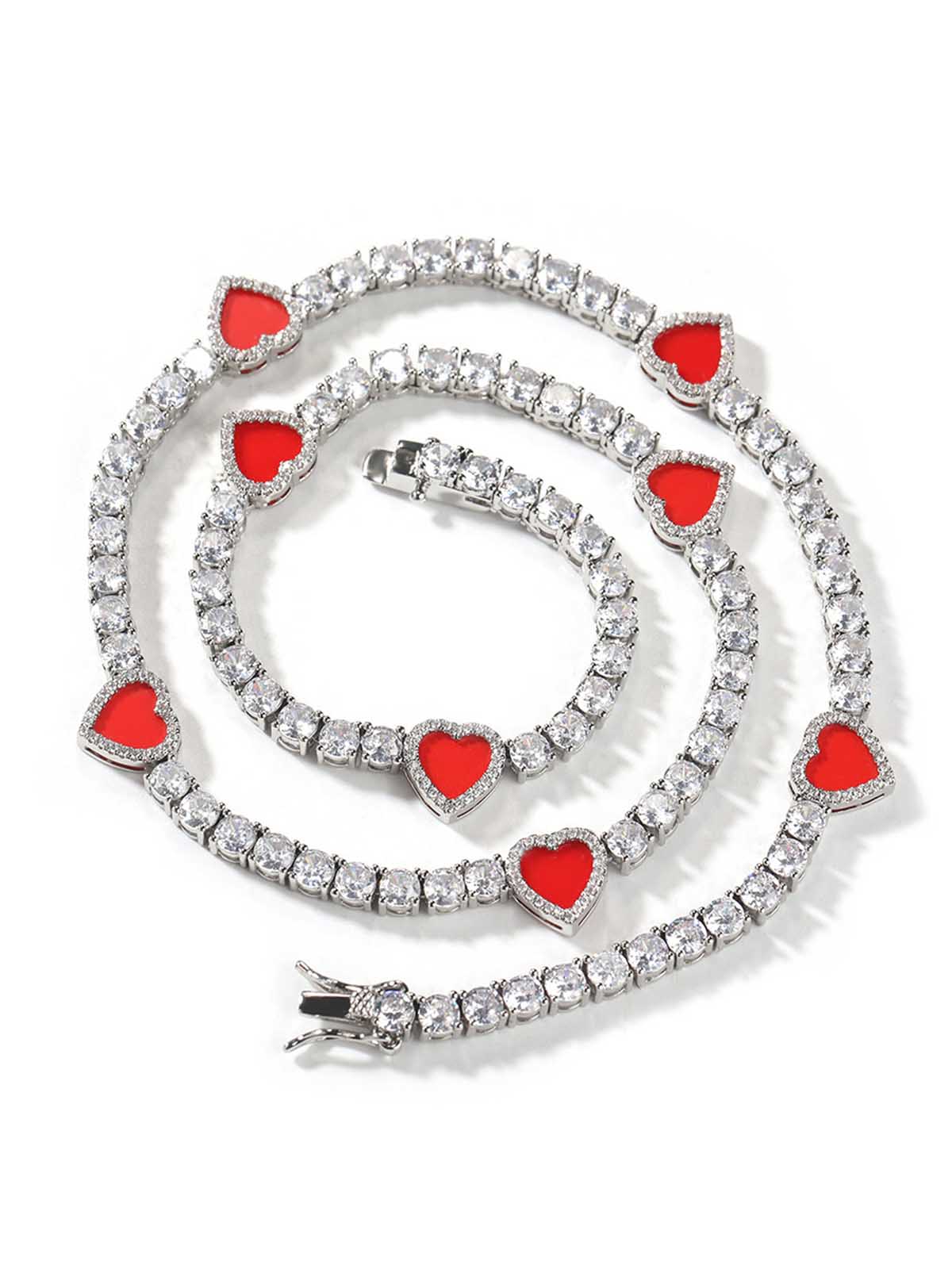 Colorful Heart Tennis Chain Premium Light Luxury Zircon Jewelry