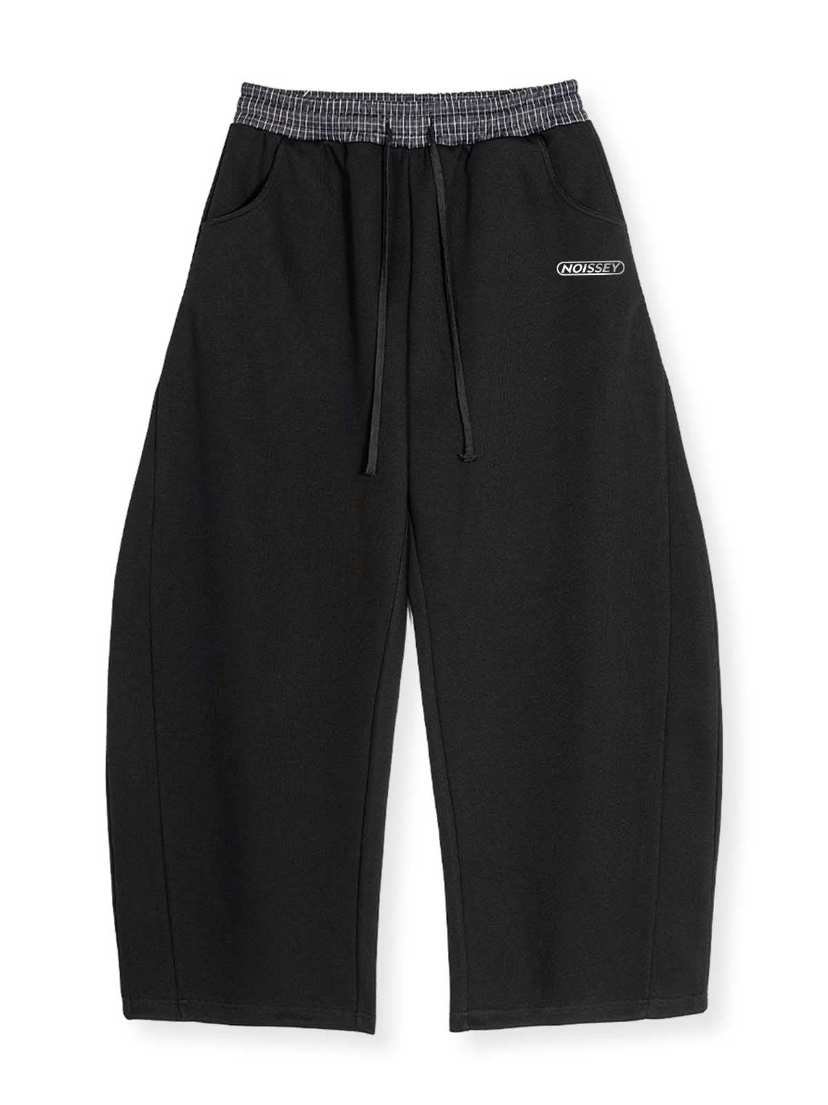 NOISSEY Layered Plaid Wide-Leg Long Pants