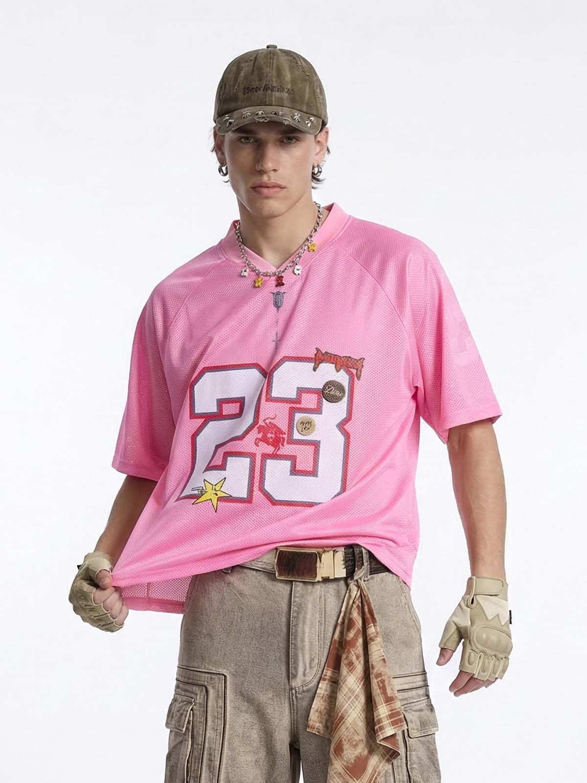 NOISSEY "The Champion" Digital Print Breathable Mesh V-Neck Sport Jersey