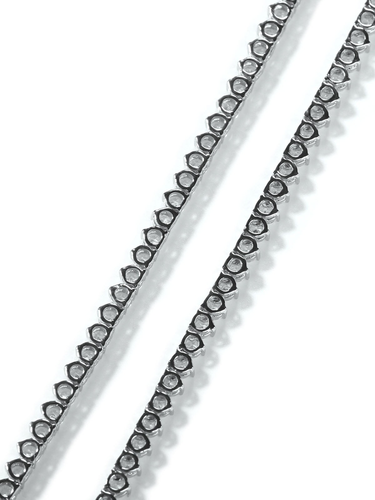 3-Prong Heart CZ Tennis Chain Necklace