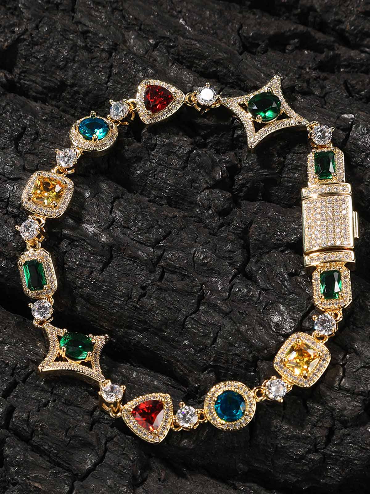 Colored diamond copper inlaid zircon high-end jewelry