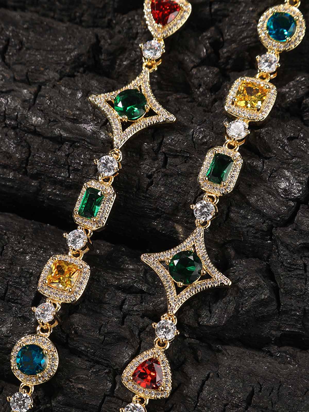 Colored diamond copper inlaid zircon high-end jewelry