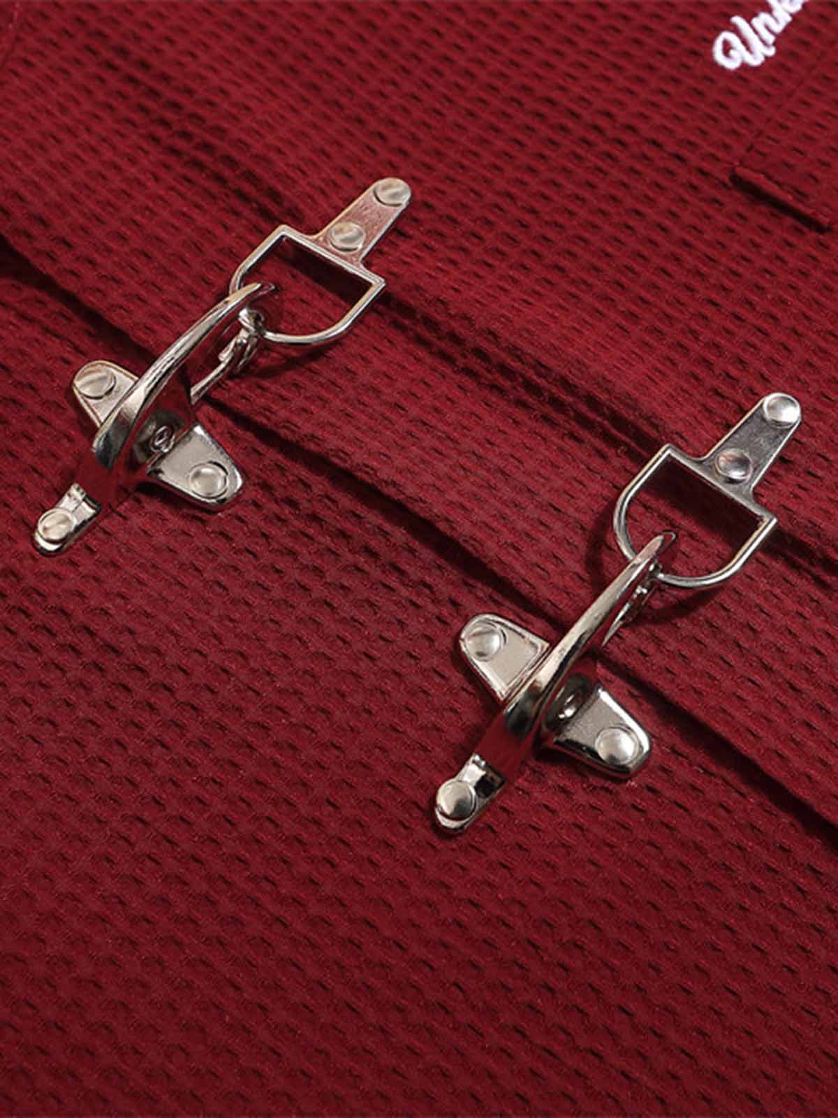 NOISSEY WAFFLE KNIT SHORT SLEEVE SHIRT WITH METALLIC BUCKLES