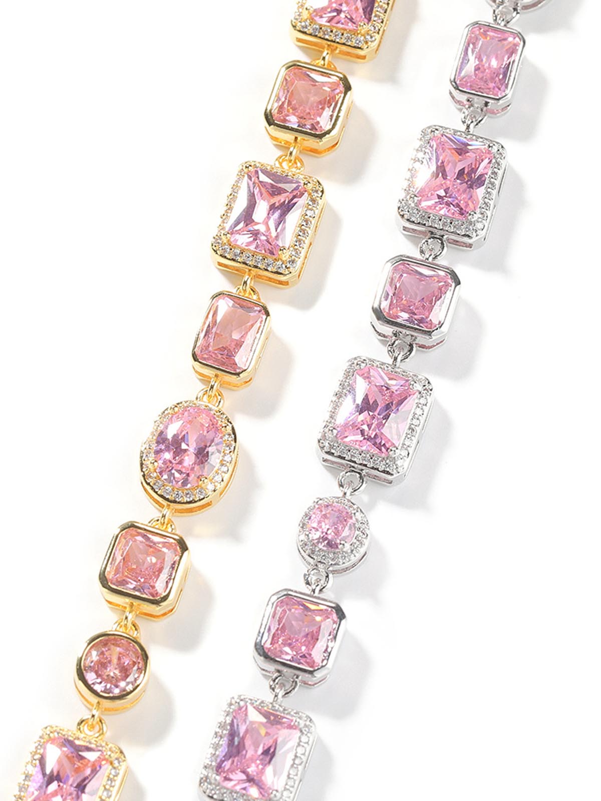 Light - Luxury Geometric Pink Gemstone Simple and Sweet Bracelet
