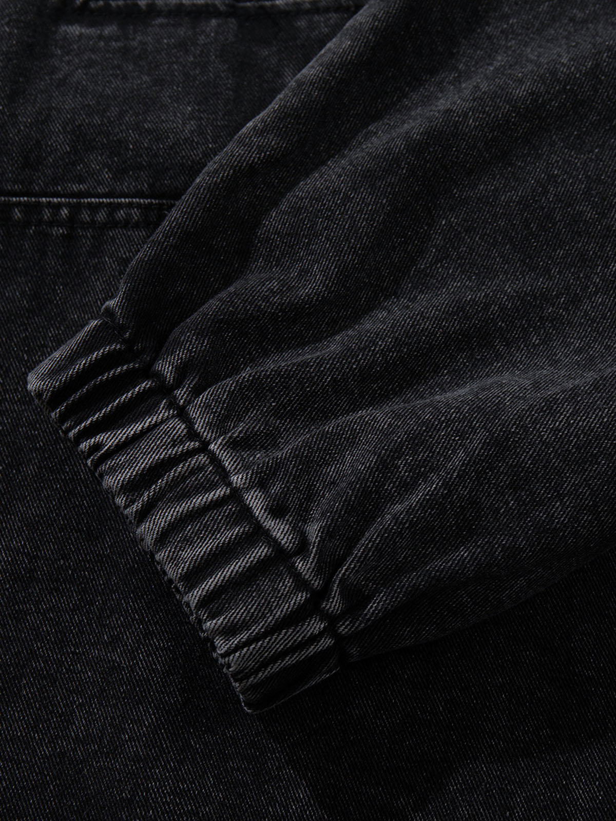 NOISSEY Vintage Acid Washed Denim Toggle Buckle Pullover Hoodie