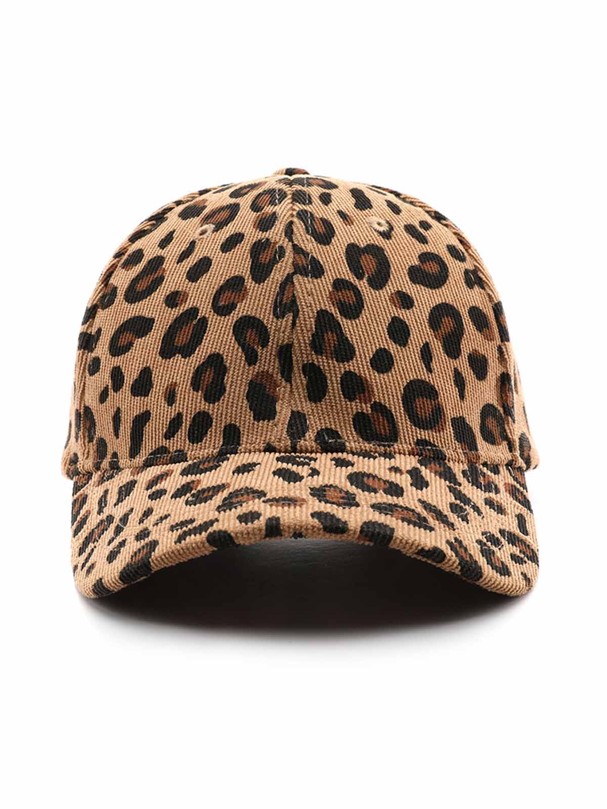 Corduroy Leopard Baseball Cap for Outdoor Warmth