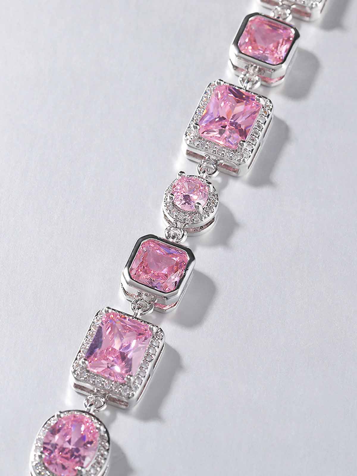 Light - Luxury Geometric Pink Gemstone Simple and Sweet Bracelet