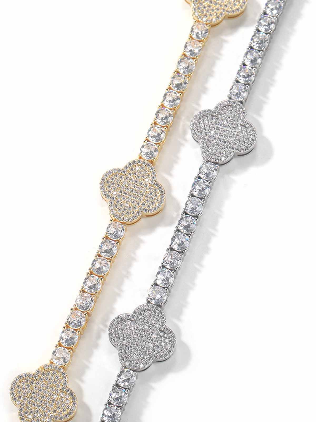 Four-Leaf Clover Hybrid Zircon Necklace & Bracelet