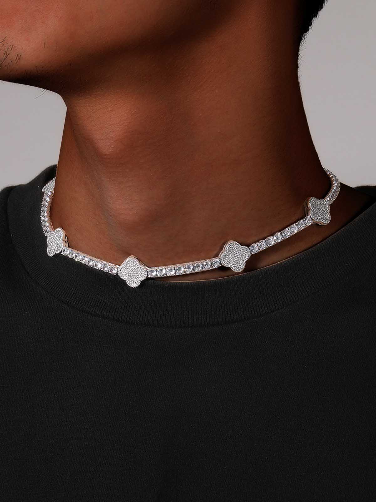 Four-Leaf Clover Hybrid Zircon Necklace & Bracelet