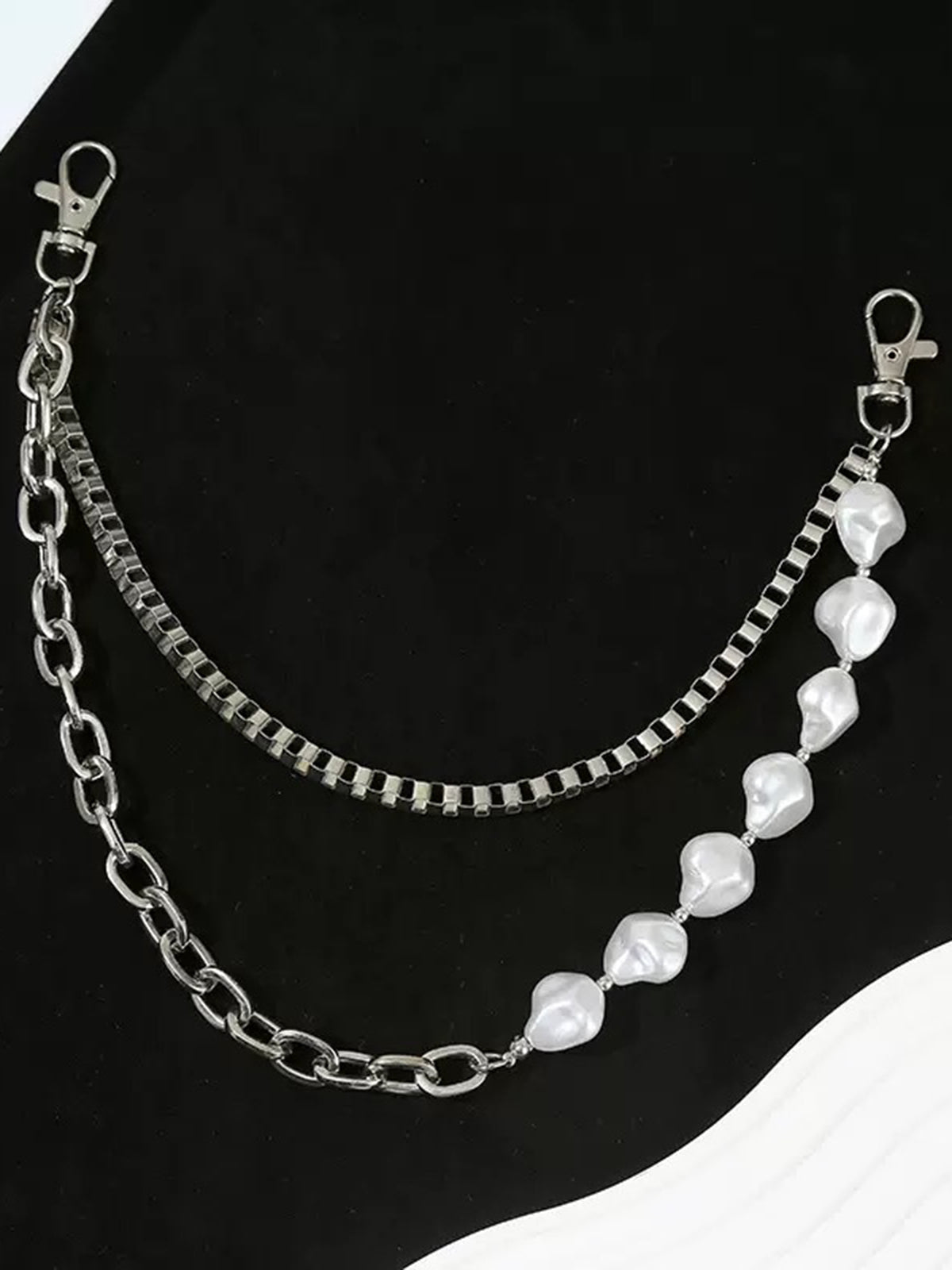NOISSEY URBAN HYBRID - DOUBLE-LAYERED PEARL & METAL WAIST CHAIN