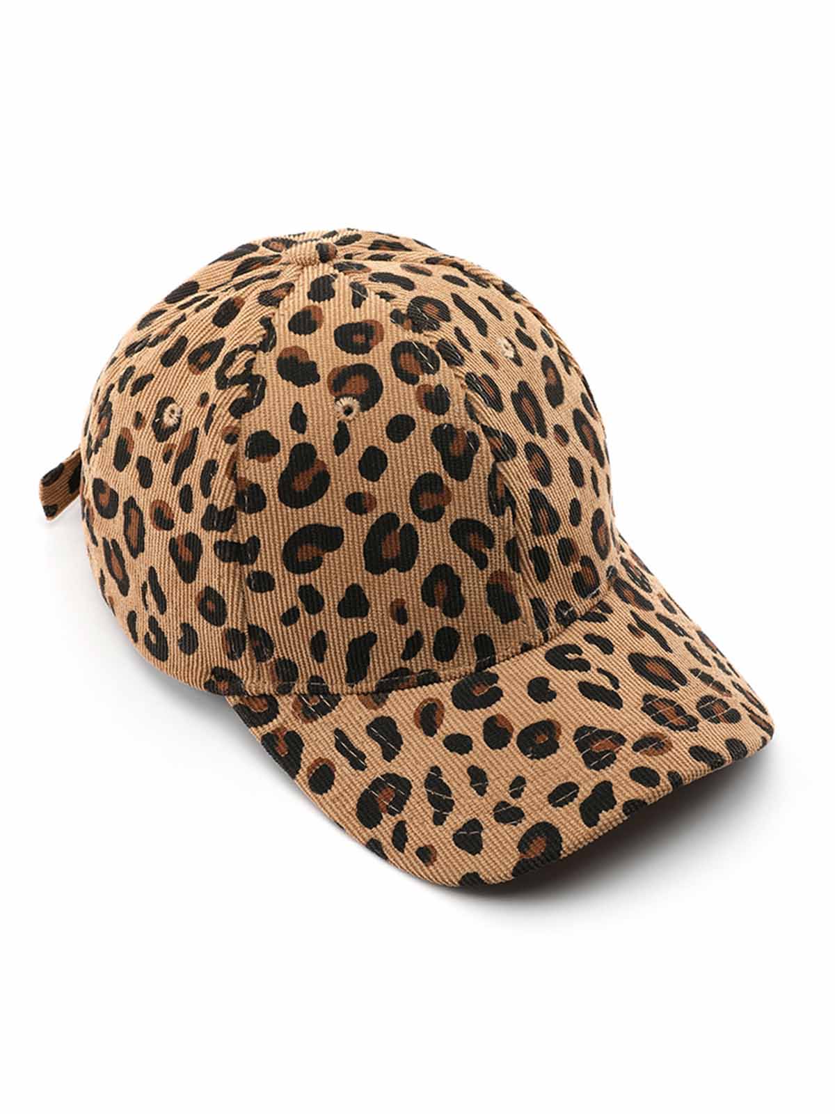Corduroy Leopard Baseball Cap for Outdoor Warmth
