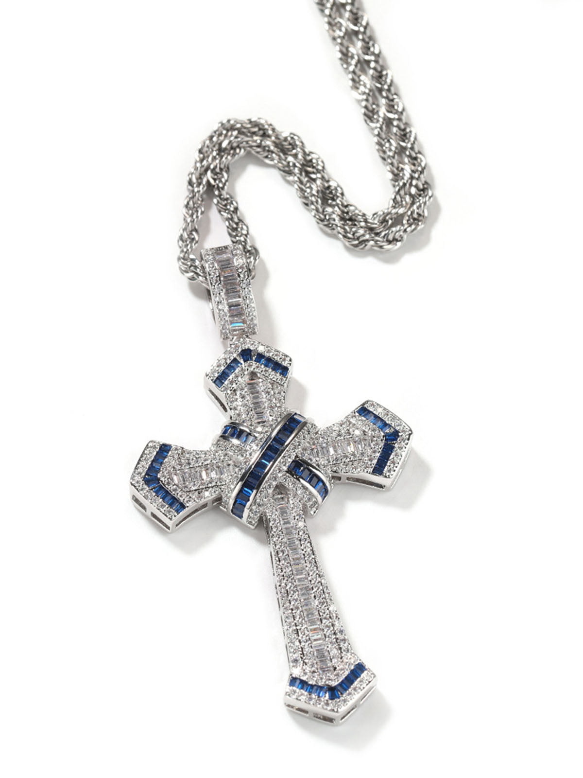 Cross Pendant Copper-Inlaid Zircon Necklace