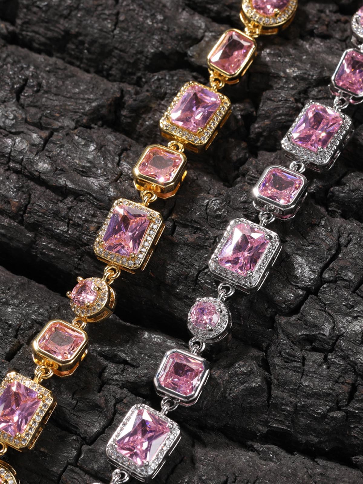 Light - Luxury Geometric Pink Gemstone Simple and Sweet Bracelet