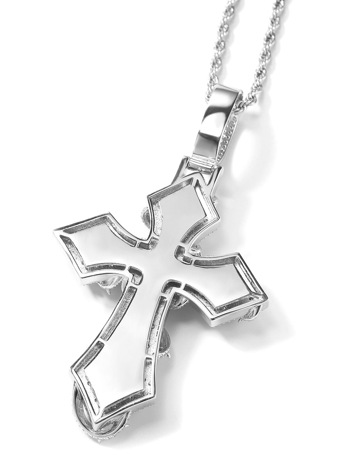 Iced Out Thorns Cross Pendant Necklace