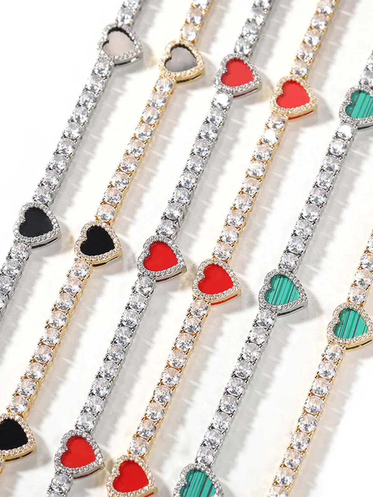 Colorful Heart Tennis Chain Premium Light Luxury Zircon Jewelry