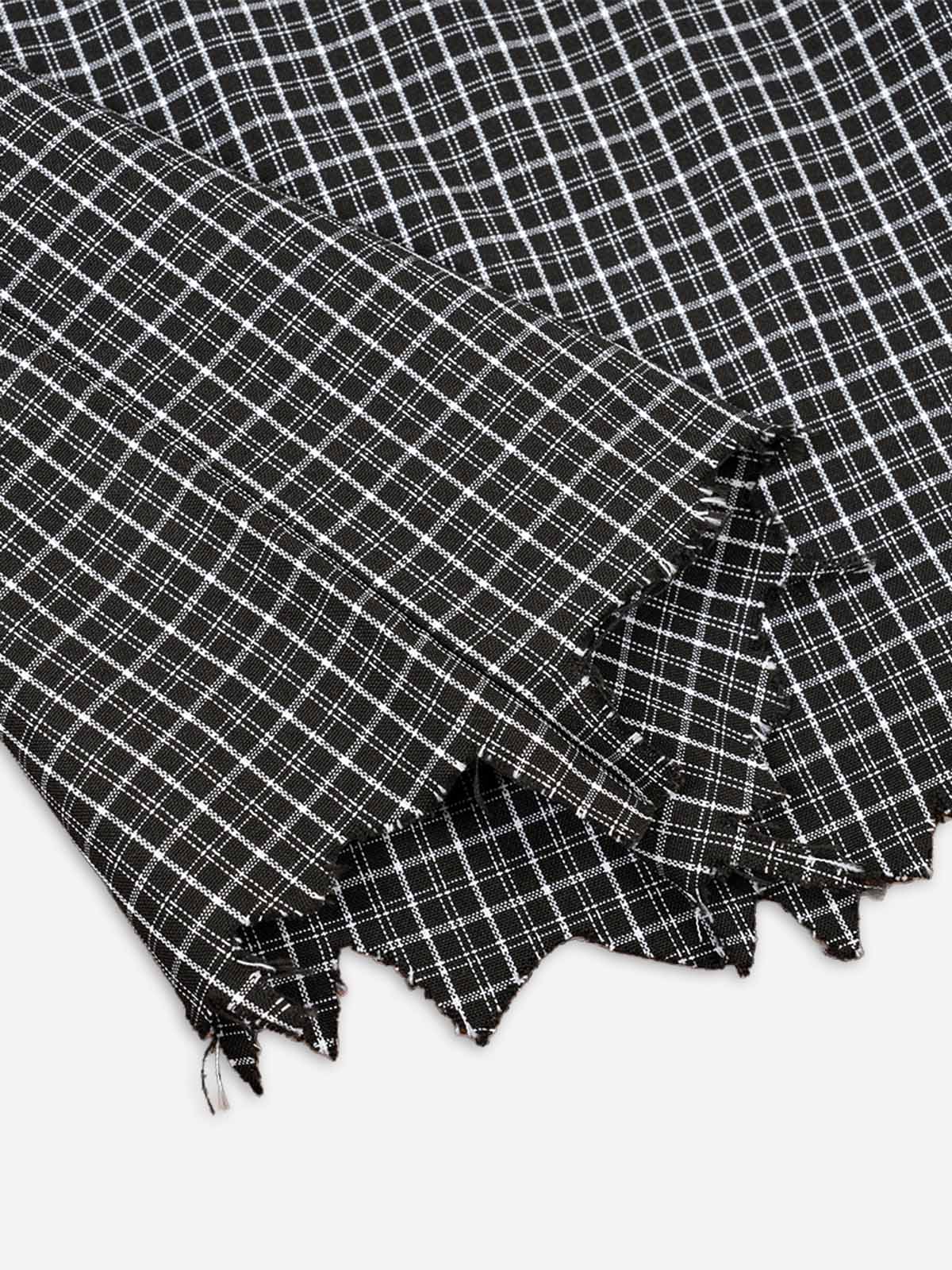 NOISSEY Layered Distressed Plaid Shirt - Black & White Plaid