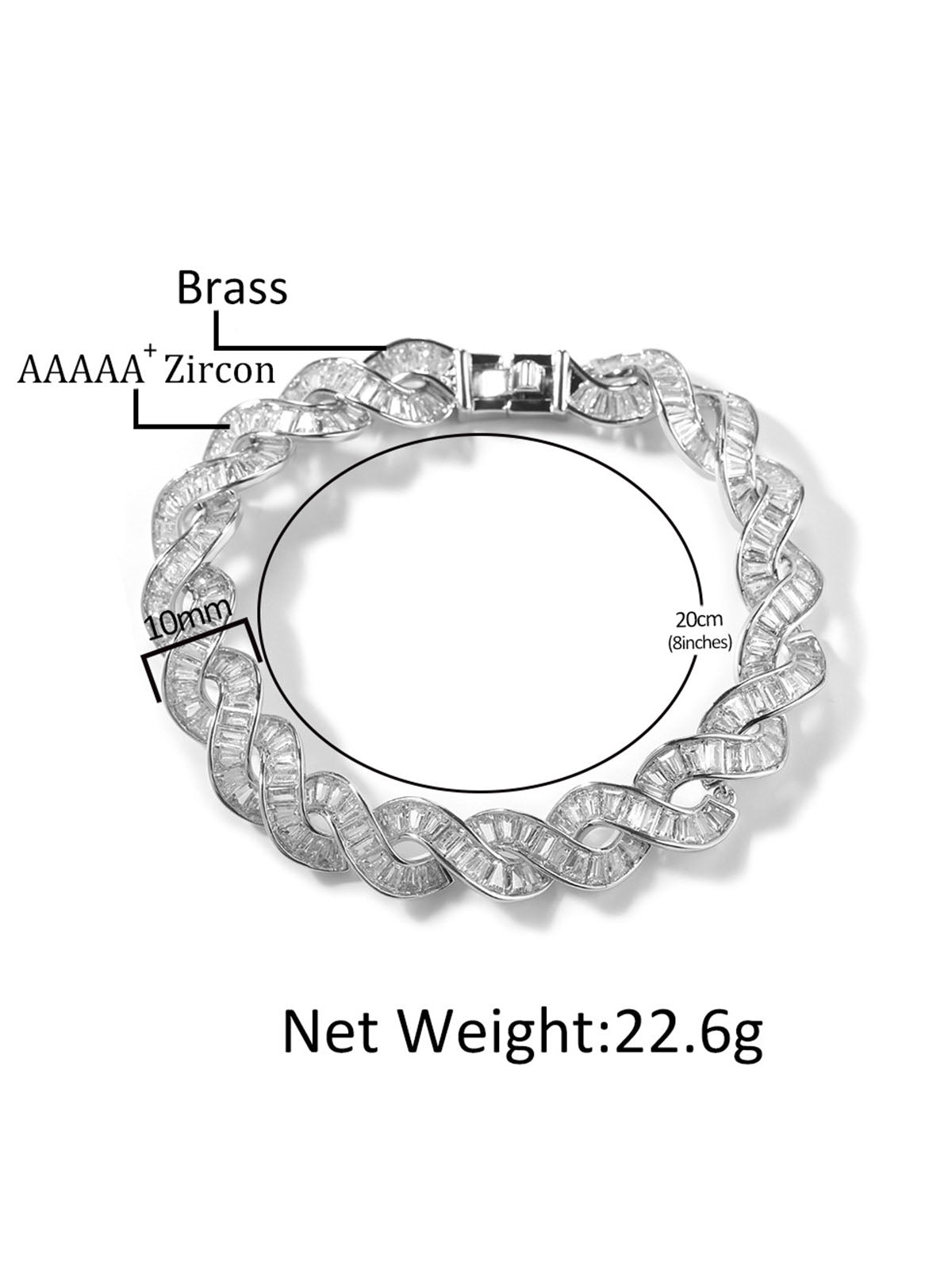 Men's Iced Out Spiral DNA Baguette Bracelet
