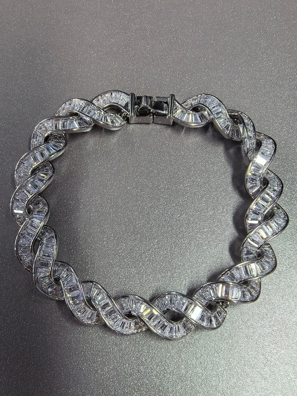 Men's Iced Out Spiral DNA Baguette Bracelet