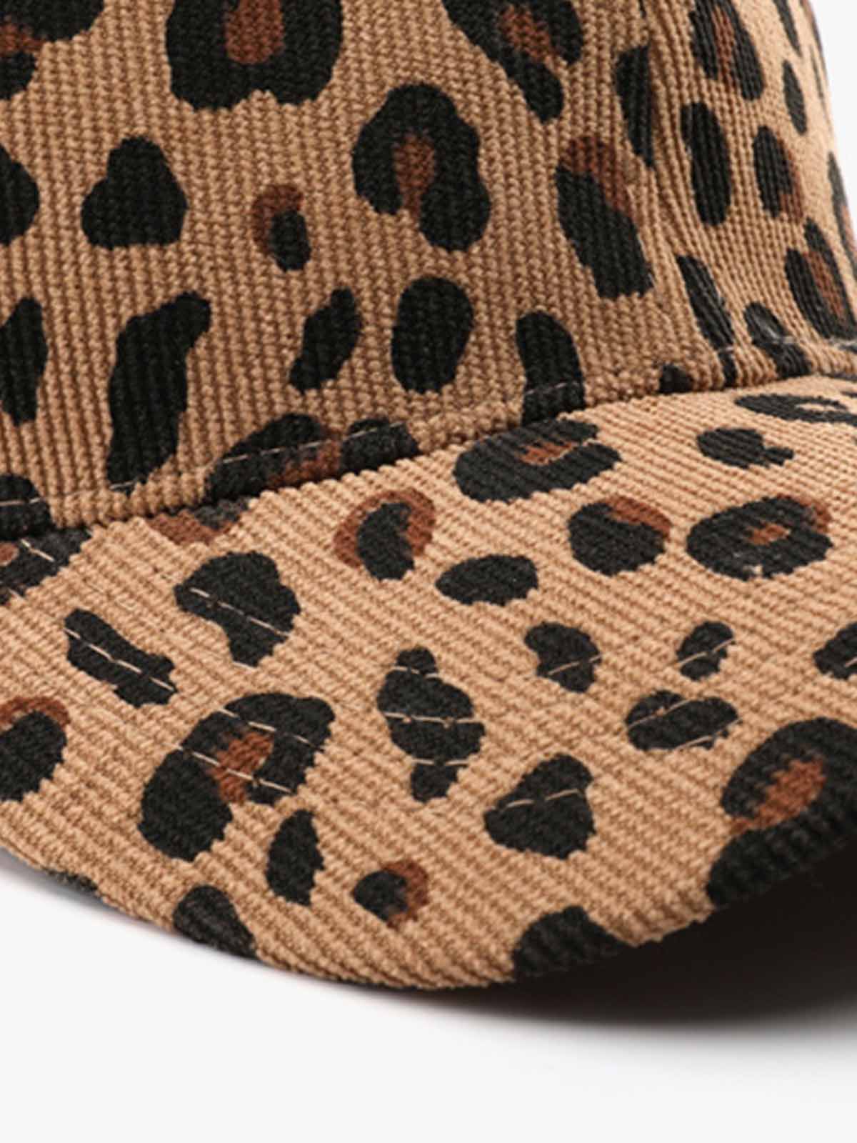 Corduroy Leopard Baseball Cap for Outdoor Warmth