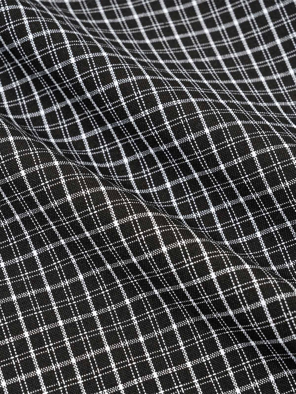 NOISSEY Layered Distressed Plaid Shirt - Black & White Plaid