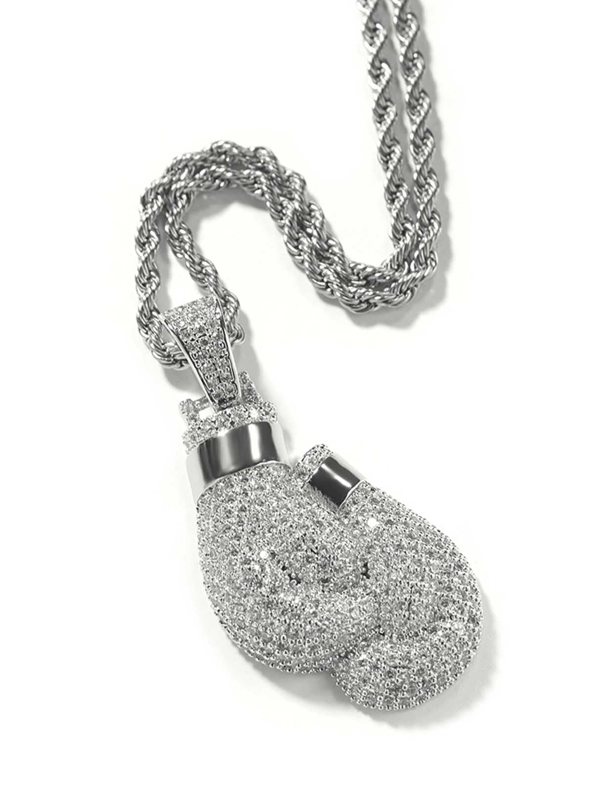 Boxing gloves pendant copper zircon necklace