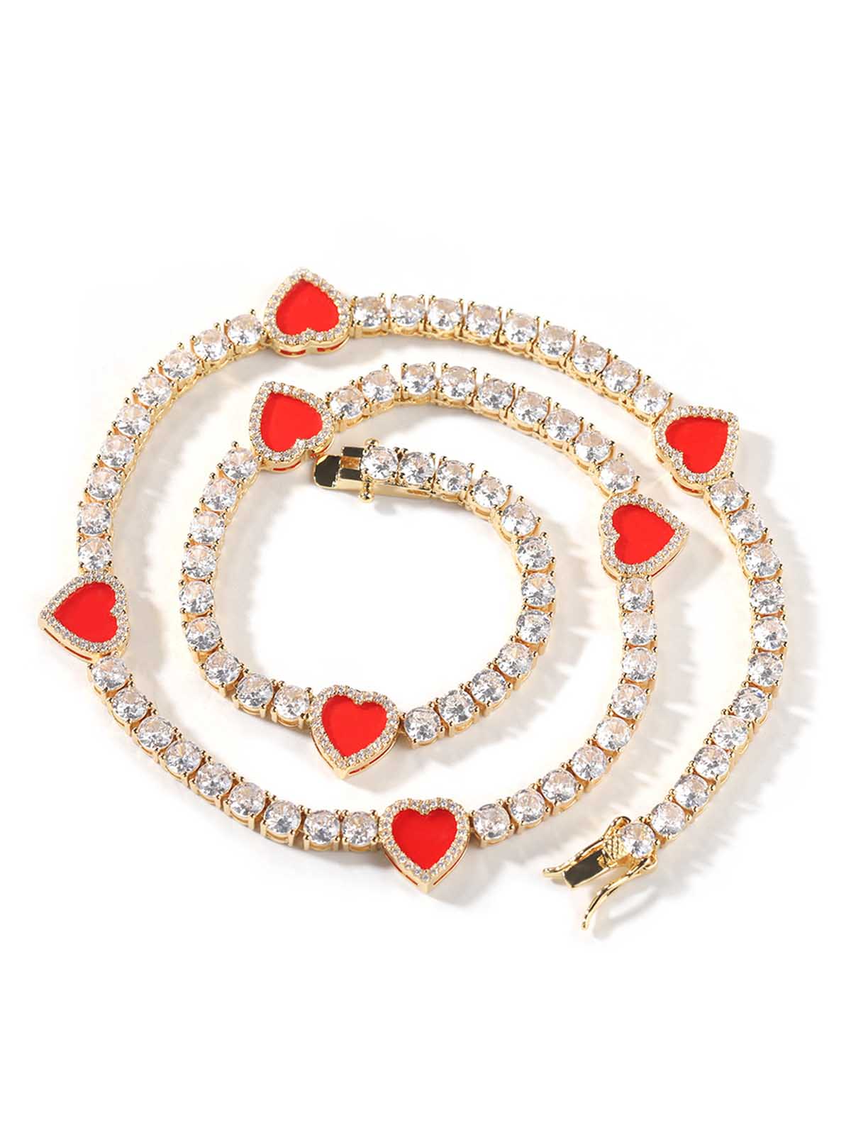 Colorful Heart Tennis Chain Premium Light Luxury Zircon Jewelry