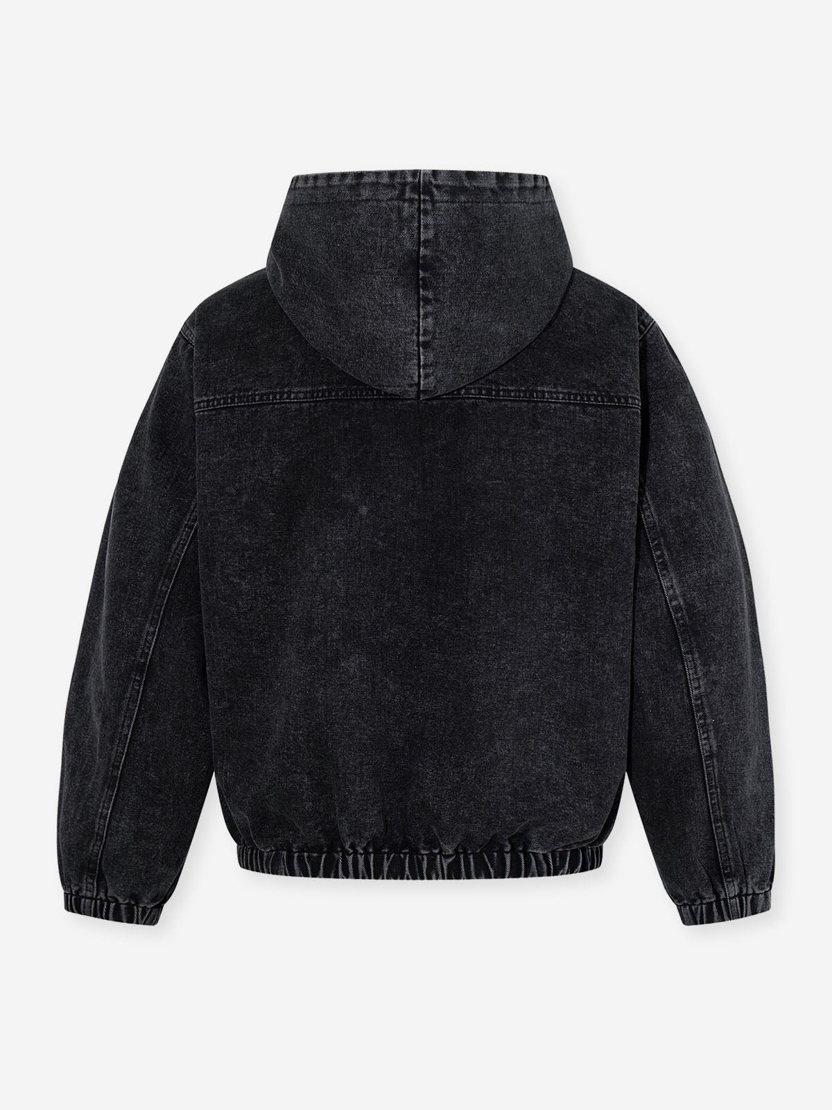 NOISSEY Vintage Acid Washed Denim Toggle Buckle Pullover Hoodie
