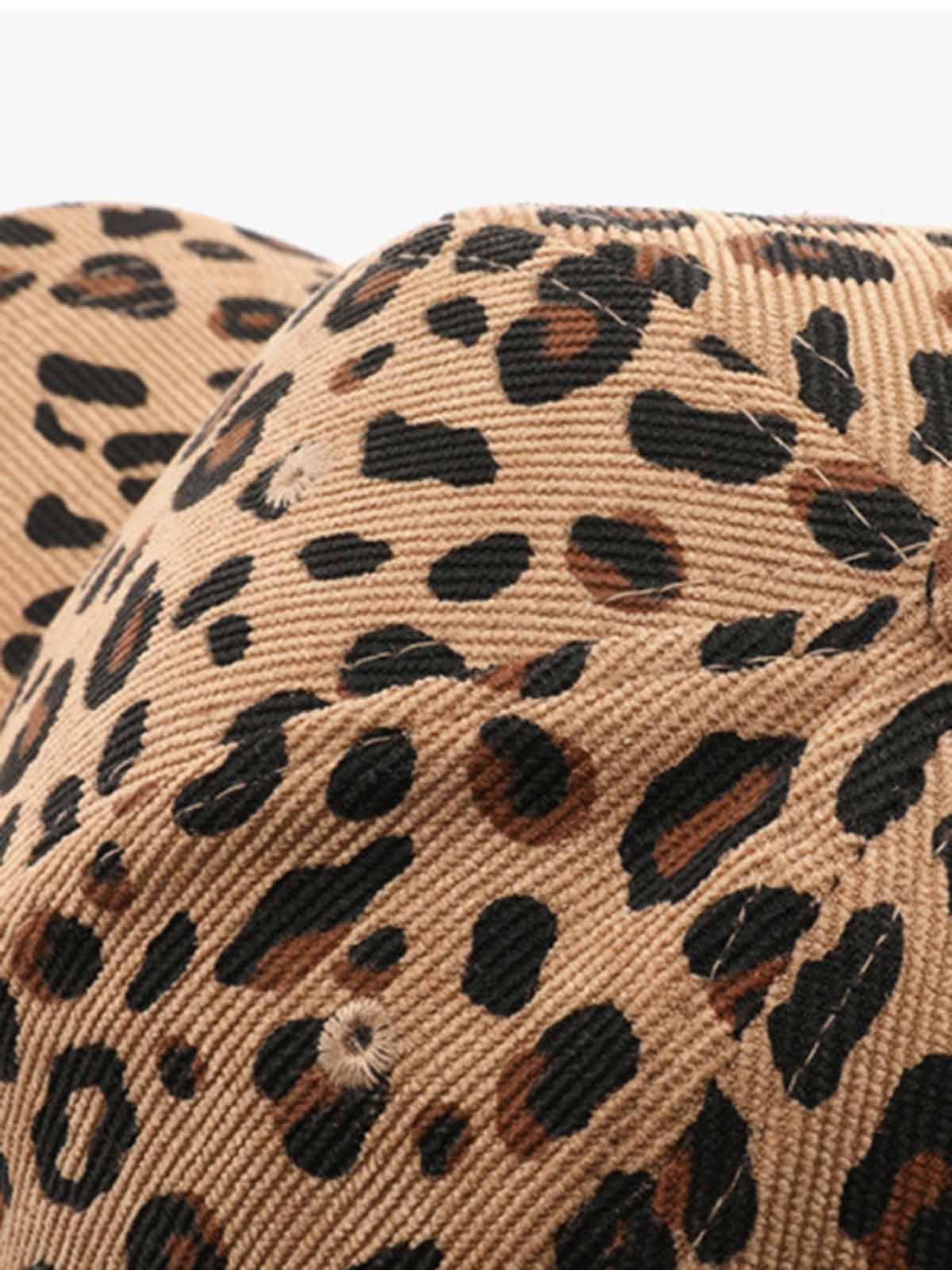 Corduroy Leopard Baseball Cap for Outdoor Warmth
