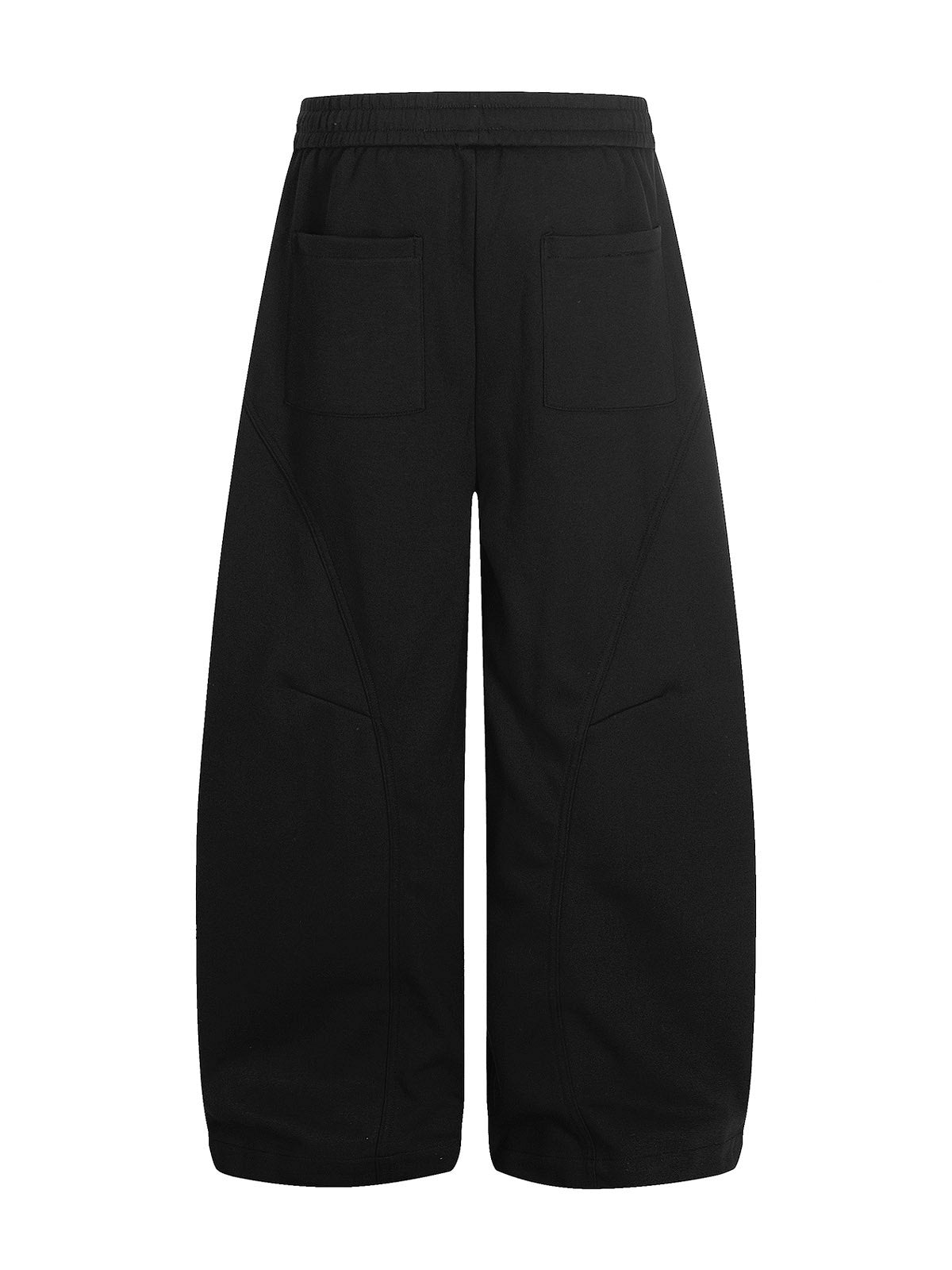 Elastic Waistband Curved-Cut Casual Pants