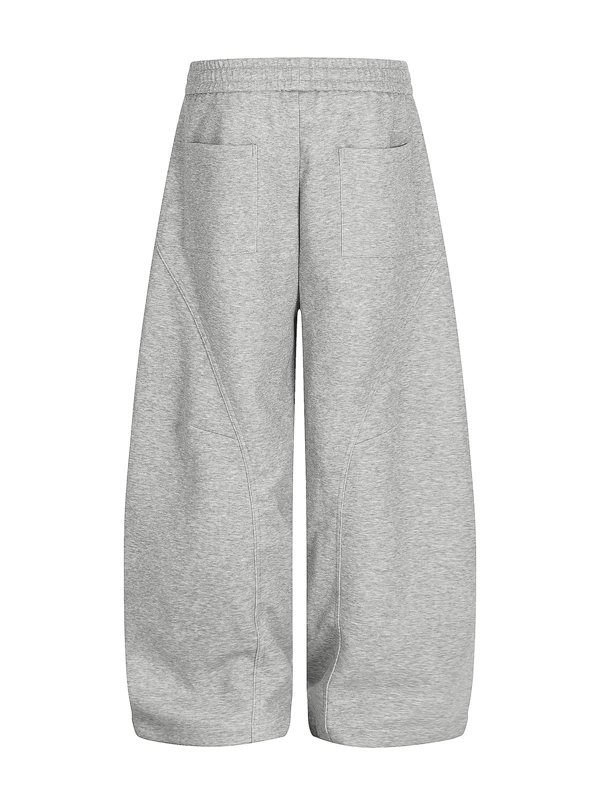 Elastic Waistband Curved-Cut Casual Pants