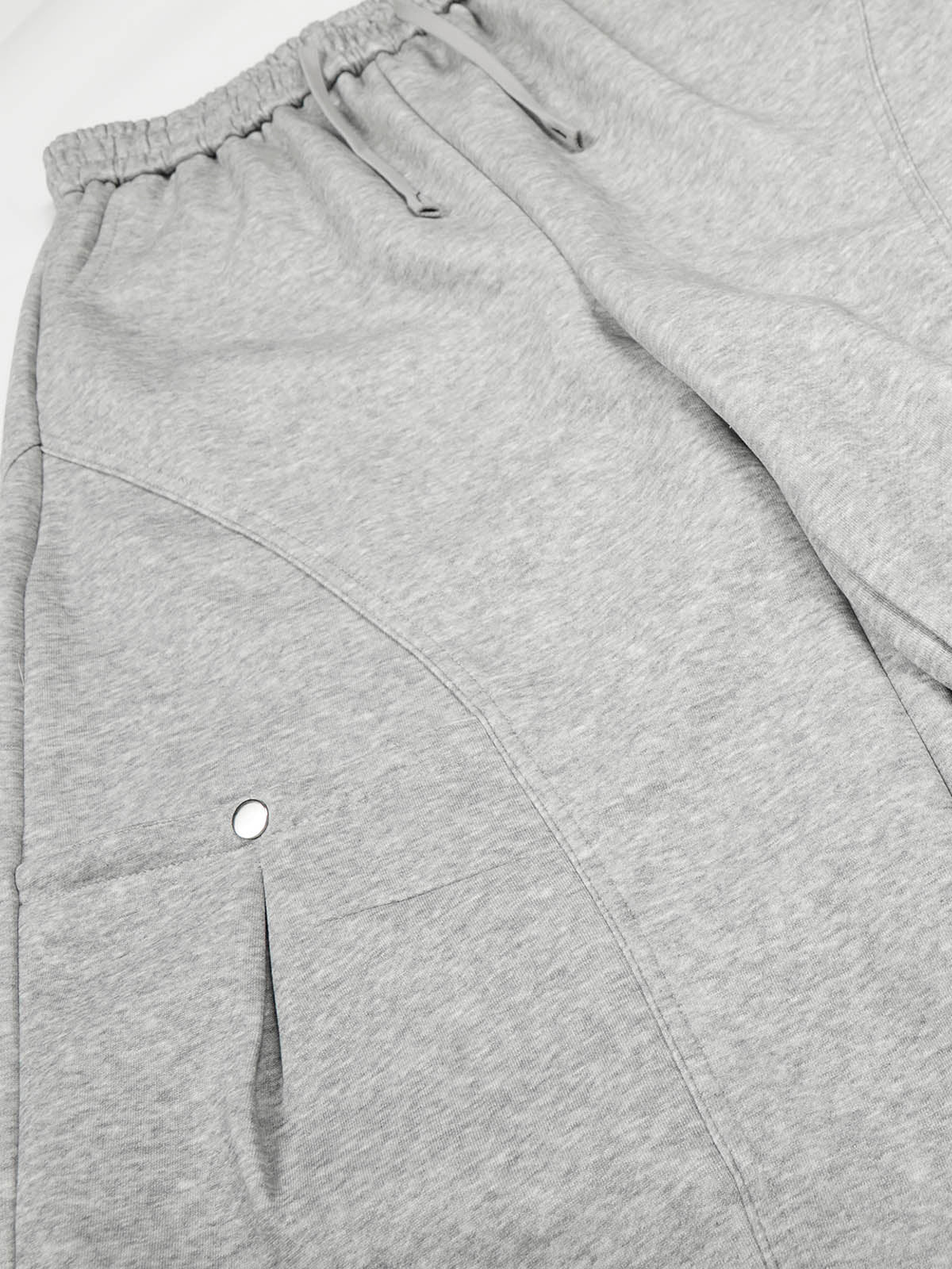 Elastic Waistband Curved-Cut Casual Pants