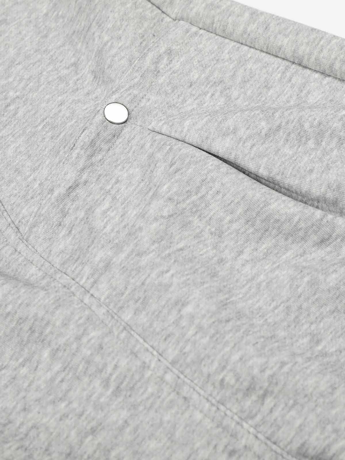 Elastic Waistband Curved-Cut Casual Pants