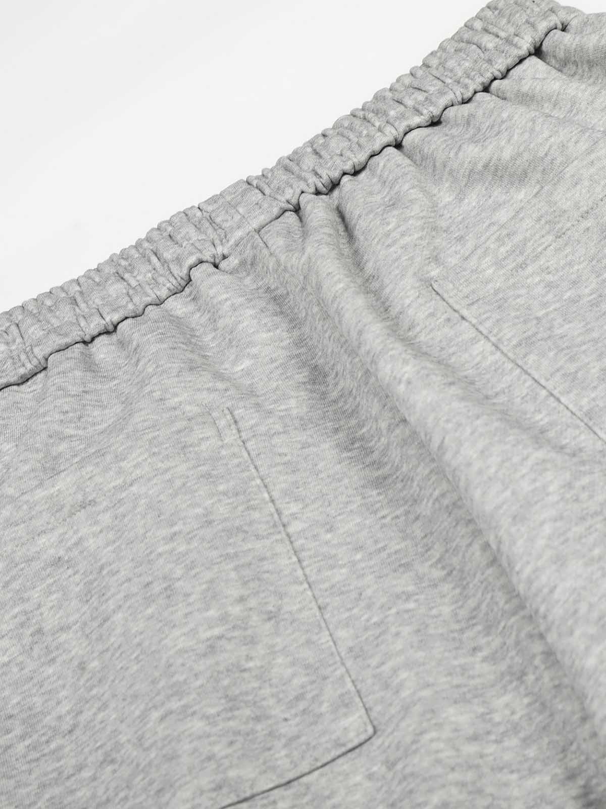 Elastic Waistband Curved-Cut Casual Pants