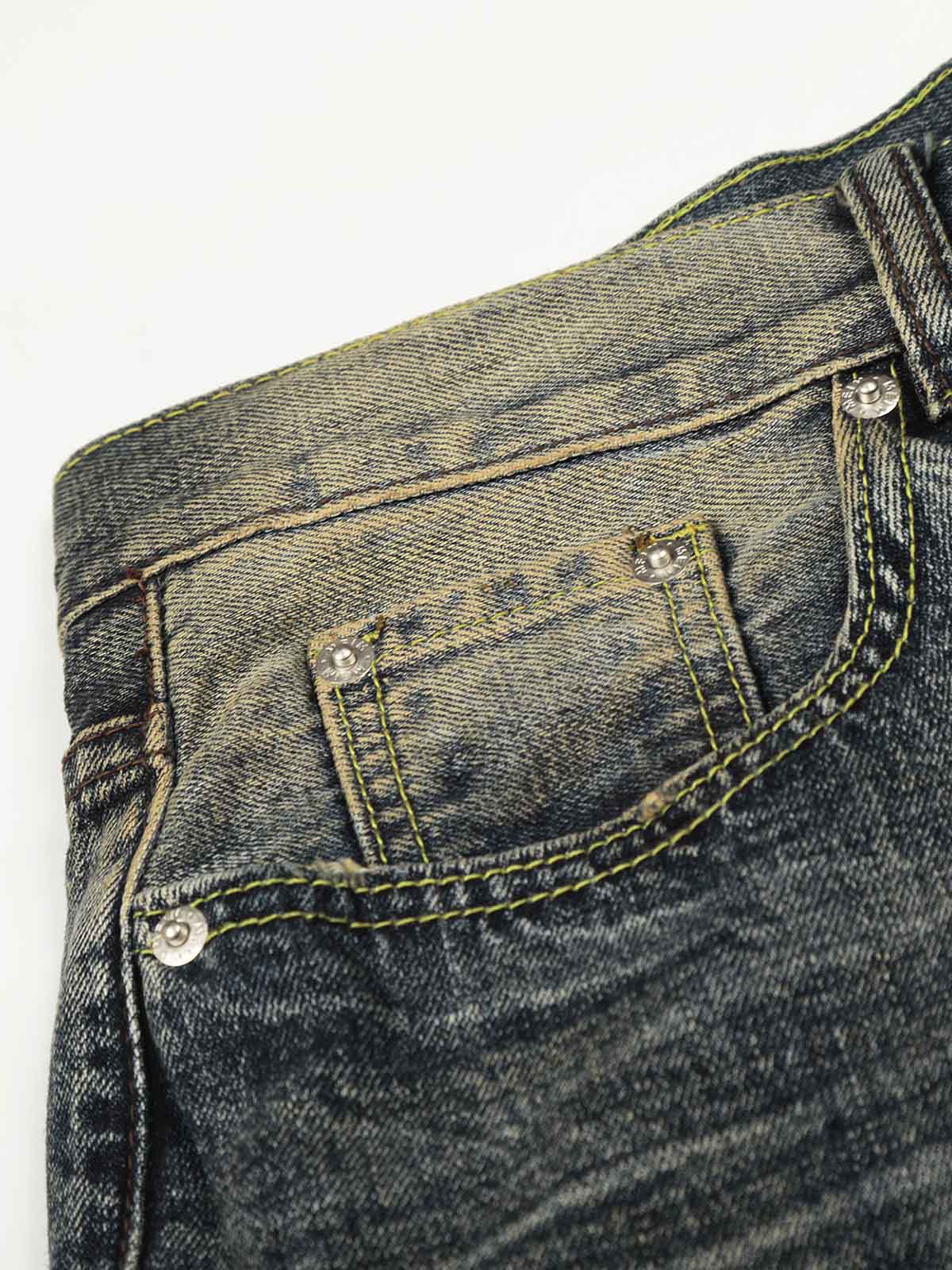 NOISSEY VINTAGE MUD WASH DISTRESSED WIDE-LEG BAGGY JEANS