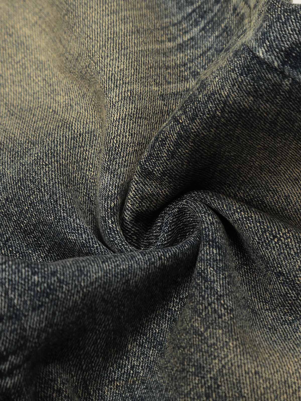 NOISSEY VINTAGE MUD WASH DISTRESSED WIDE-LEG BAGGY JEANS