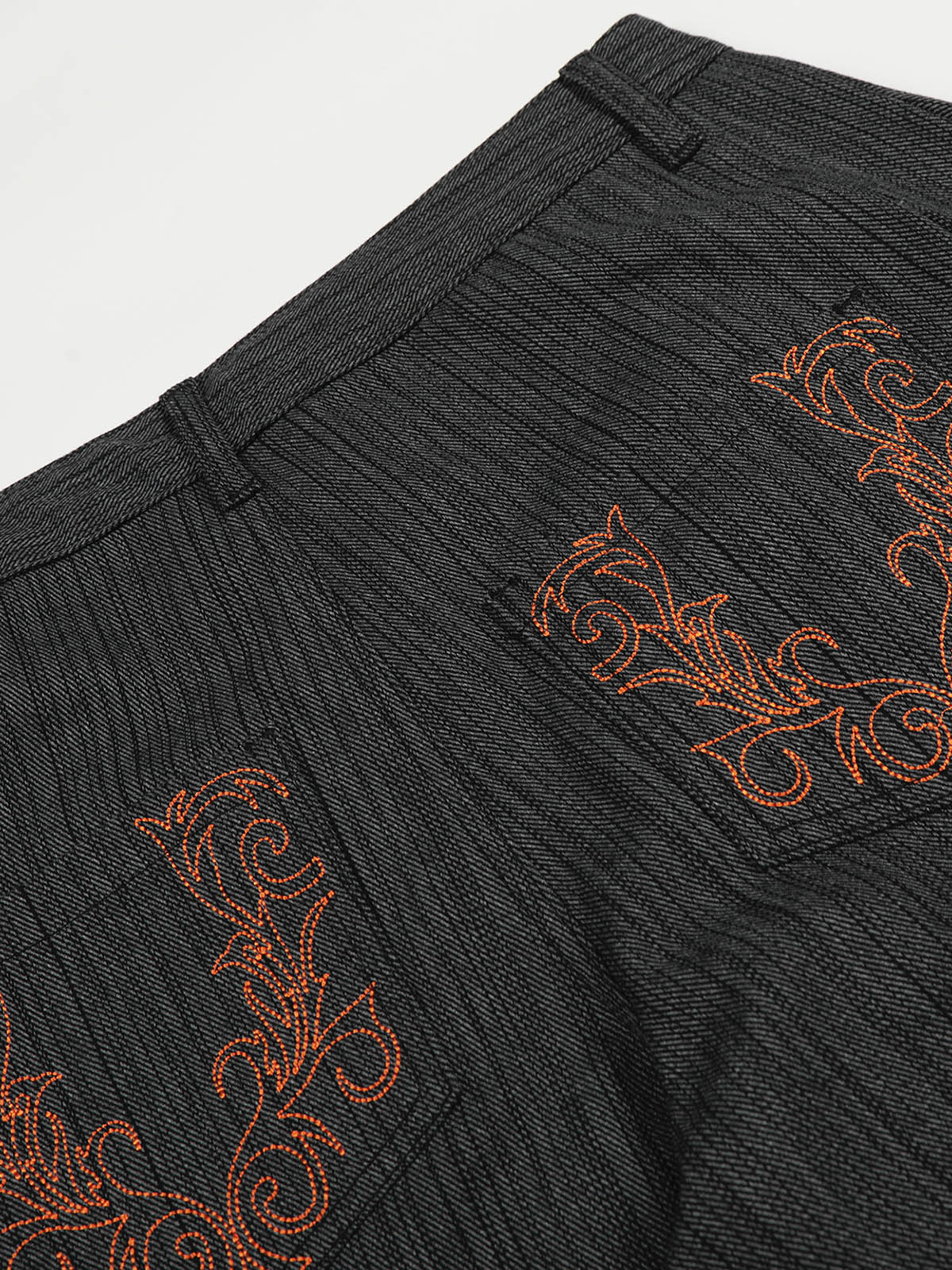 Embroidered Gray-Black Jeans