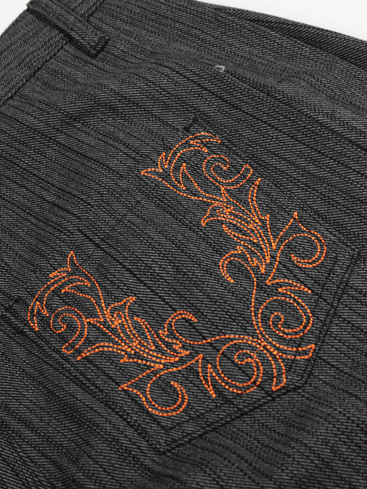 Embroidered Gray-Black Jeans