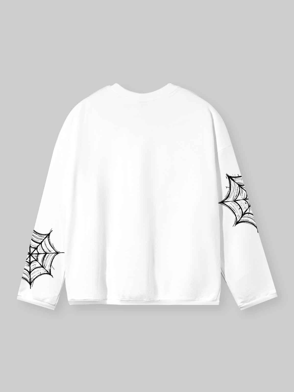 NOISSEY Rough Sketch Spider Gesture & Web Long-Sleeve Sweatshirt - Pure White