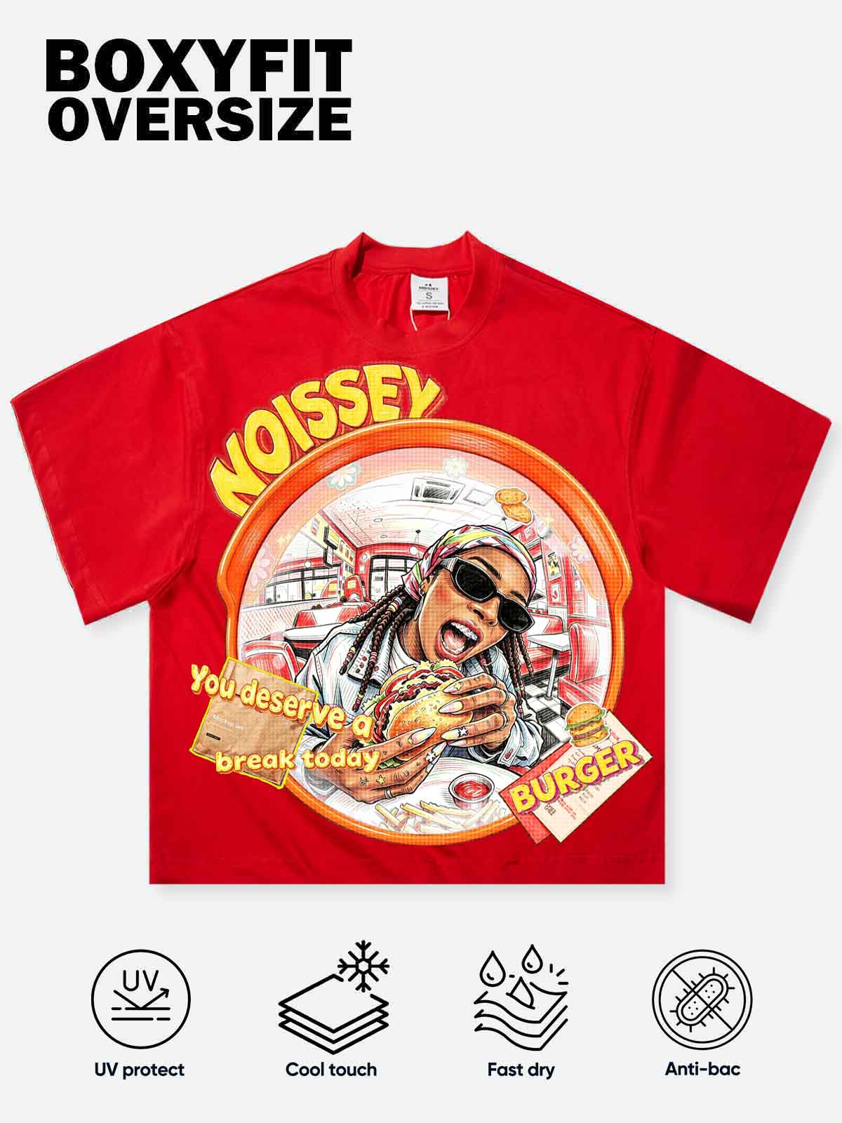 NOISSEY Fisheye Diner Burger Graphic T-Shirt - Red