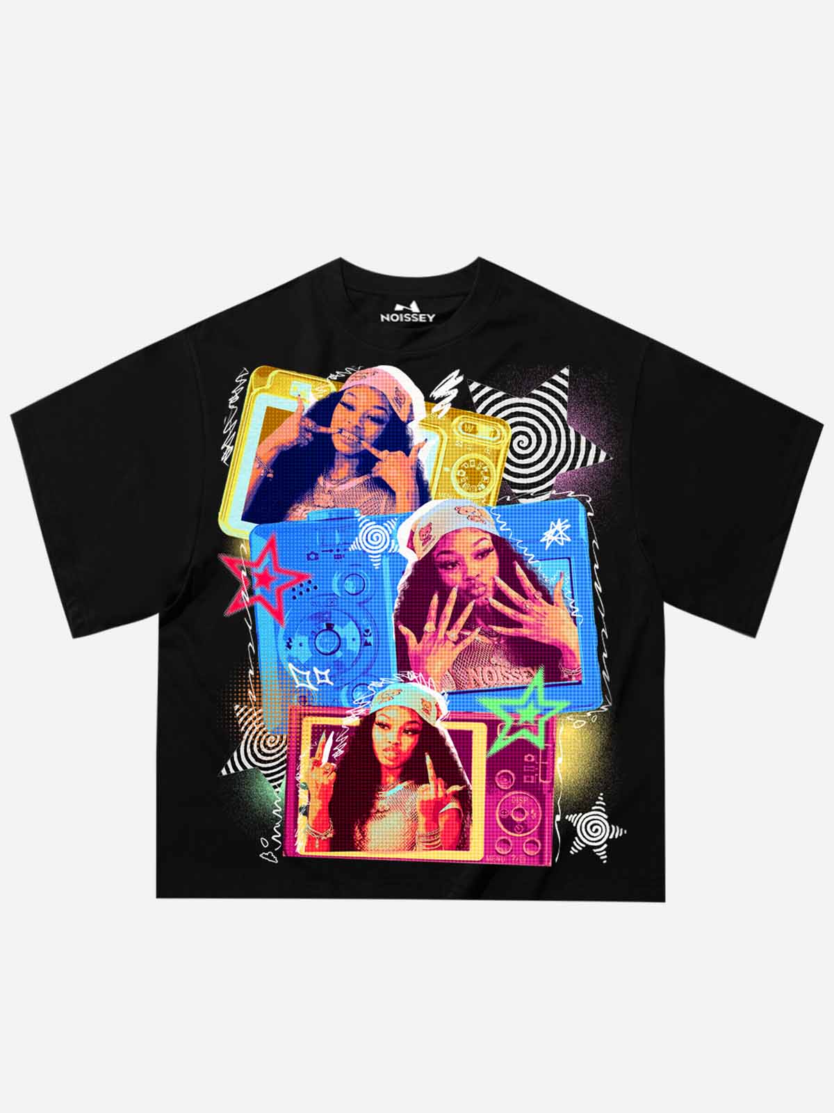 NOISSEY Pop Art Multi-Camera It-Girl Graphic Boxy Tee
