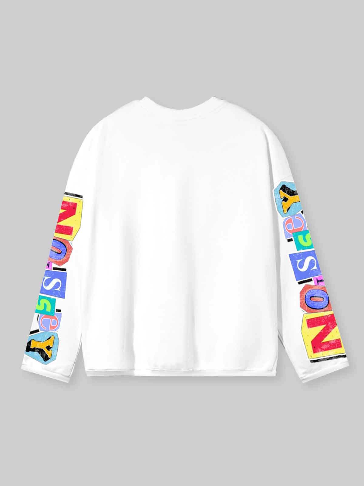 NOISSEY Crayon Graffiti Shopping Cart Girl Crewneck Sweatshirt - White Streetwear