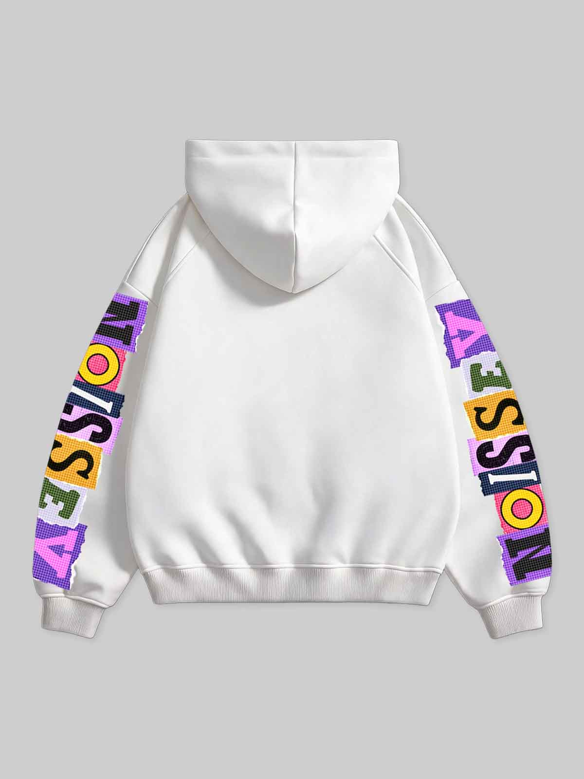 NOISSEY Pop-Art Portrait Collage Graphic Full-Zip Hoodie - White