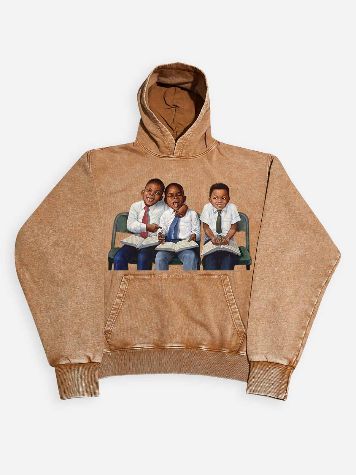 High-Quality Classroom Black Boy Print 425g Hoodie