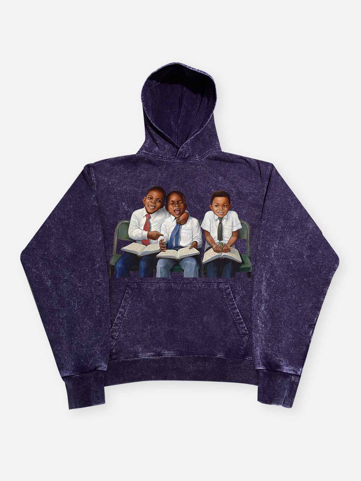 High-Quality Classroom Black Boy Print 425g Hoodie