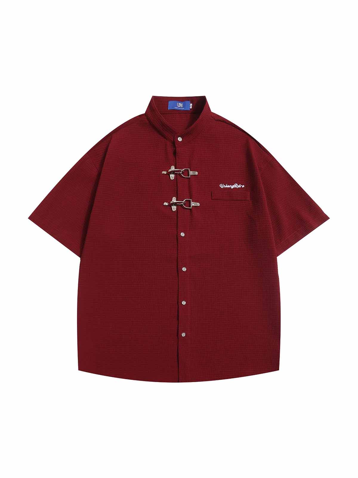 NOISSEY WAFFLE KNIT SHORT SLEEVE SHIRT WITH METALLIC BUCKLES