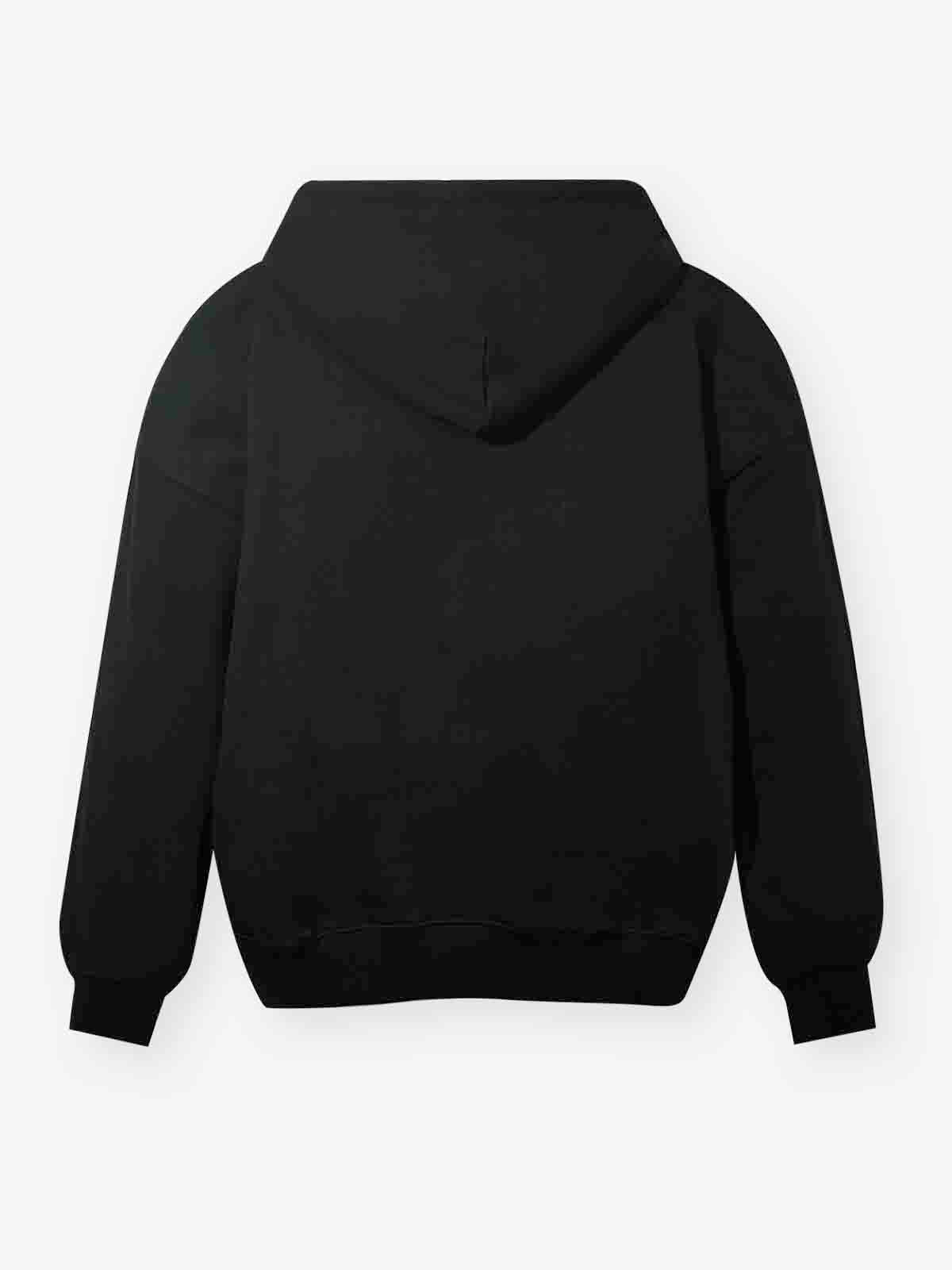 Sweat-shirt à capuche noir avec imprimé masque et nœud papillon en perles