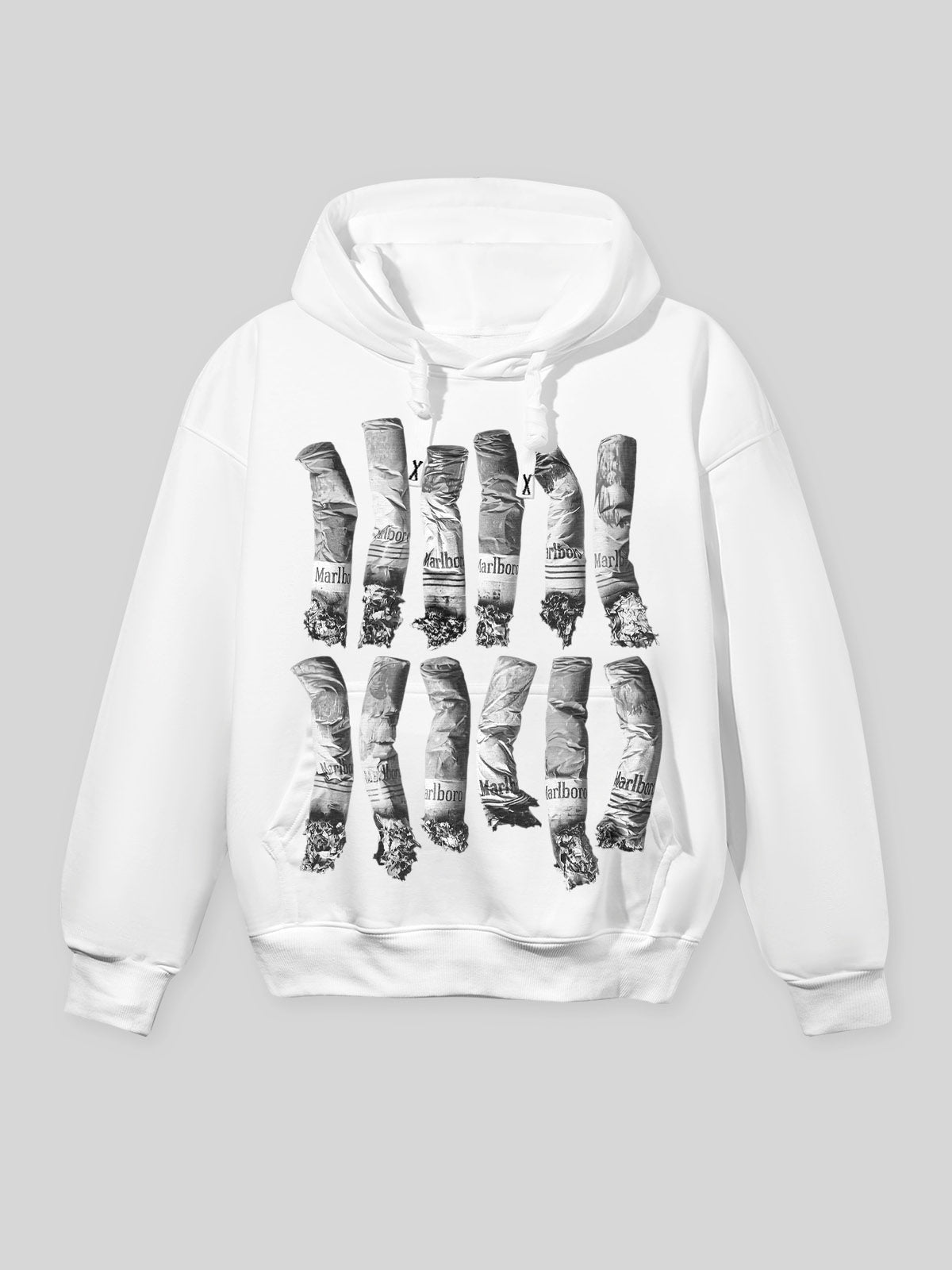 Black and White Marlboro Cigarette 420g Printed Hoodie